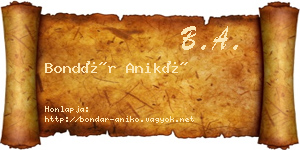 Bondár Anikó névjegykártya